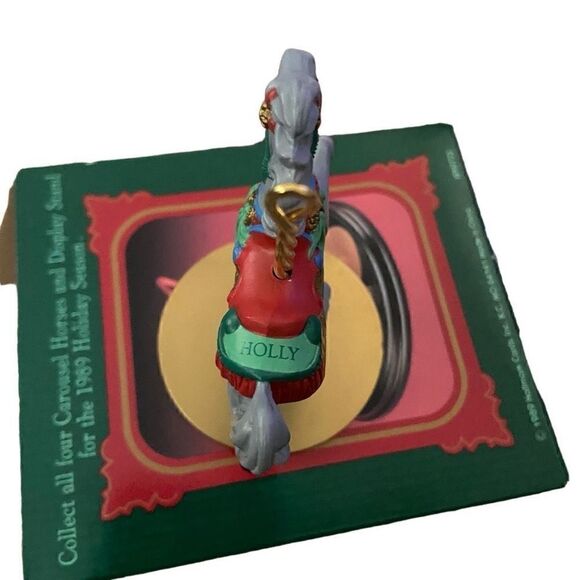 Hallmark Christmas Carousel Horse Holly 1989 2nd in Collection of 4 Gray Horse - Picture 7 of 9